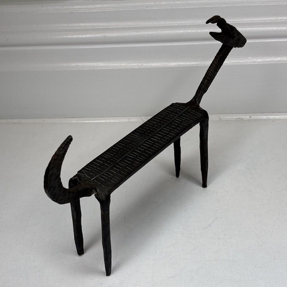 Vintage Mid-Century Modern Brutalist Forged Iron Gazelle Antelope Sculpture - Picture 6 of 16
